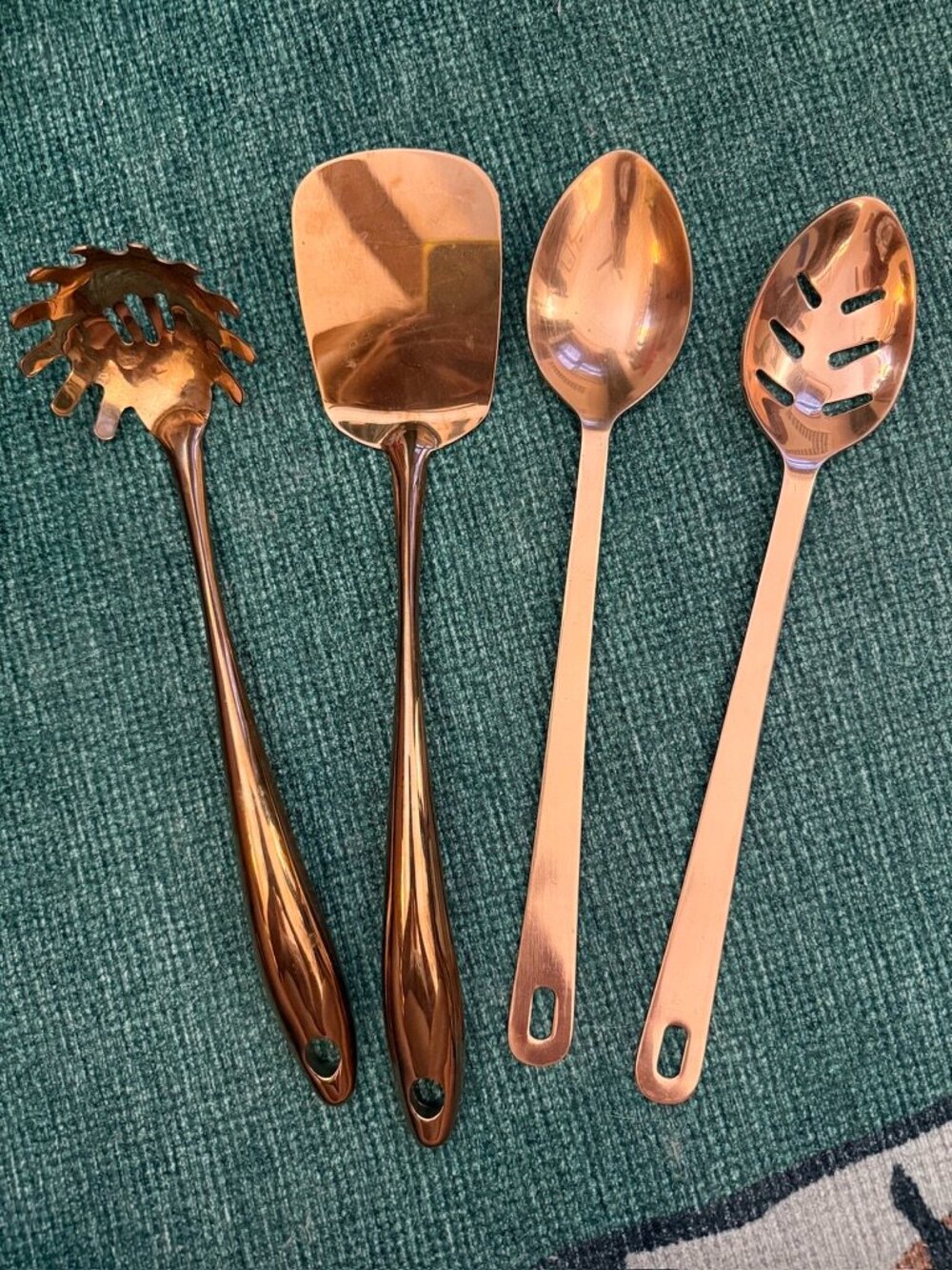 Crate & Barrel Rose Gold Serving Spoons Utensils (Set of 4)